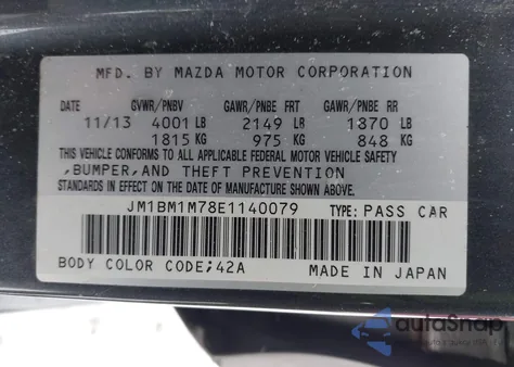 2014 Mazda Mazda3 I Grand Touring из США, поврежденный, VIN JM1BM1M78E1140079